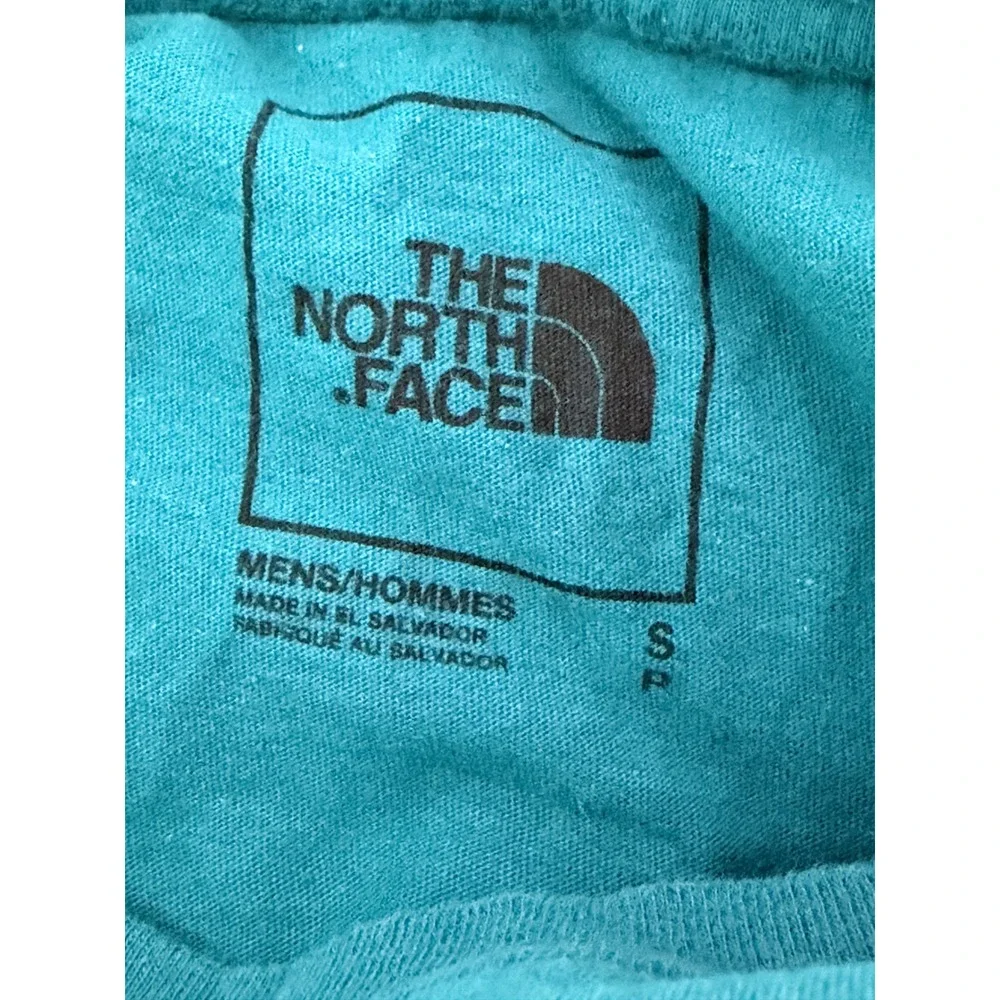The North Face Mens Graphic T-Shirt Teal Orange Mountain Logo Short Sleeve S